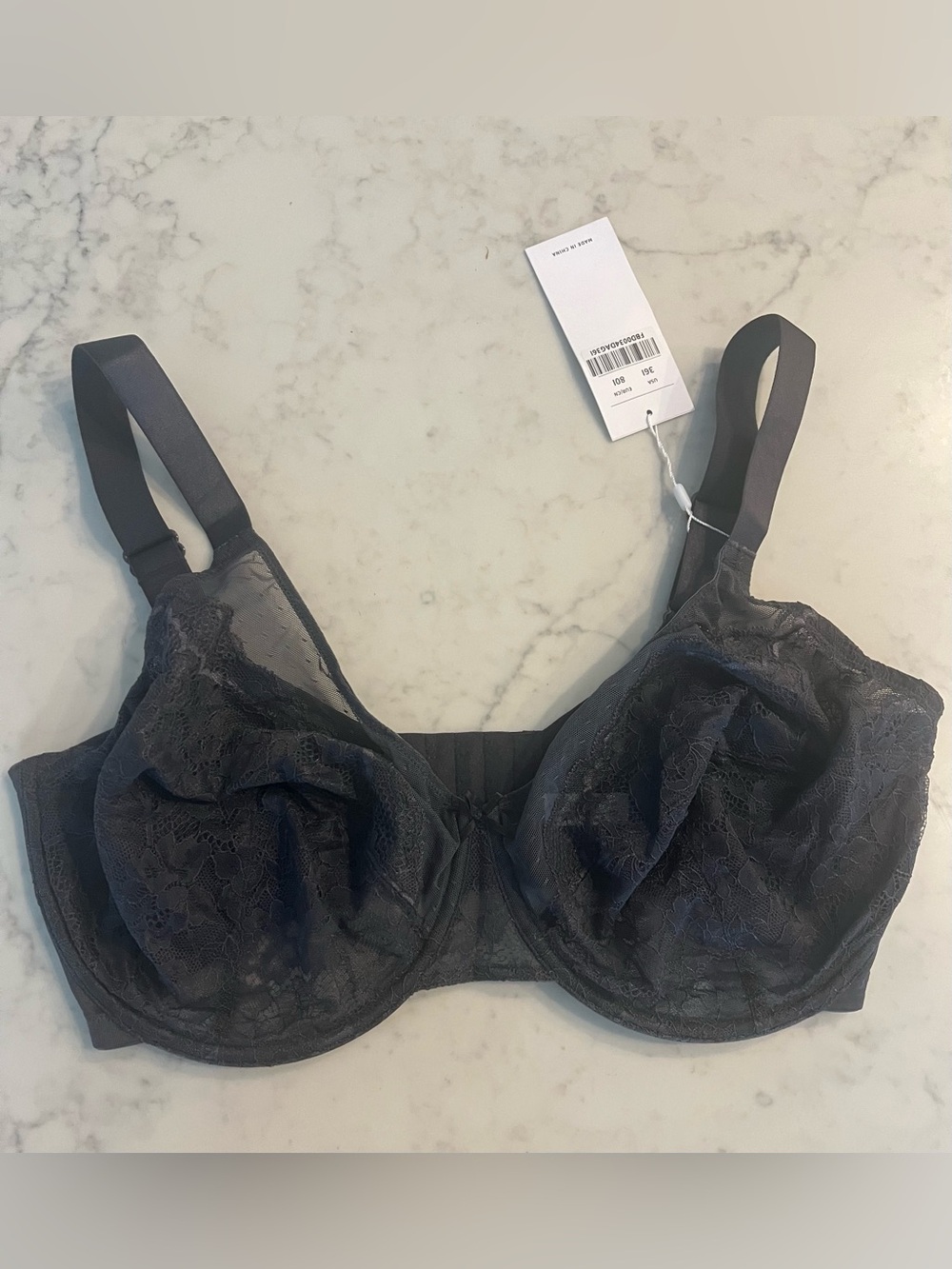 HSAI Bra New Lace Unlined Underwire Gray Size 36I